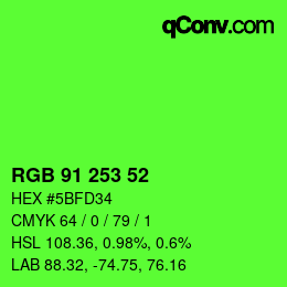 Color code: RGB 91 253 52 | qconv.com