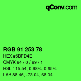 カラーコード: RGB 91 253 78 | qconv.com