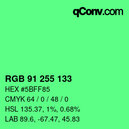 Color code: RGB 91 255 133 | qconv.com