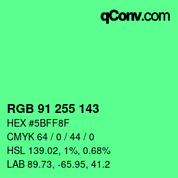 Color code: RGB 91 255 143 | qconv.com