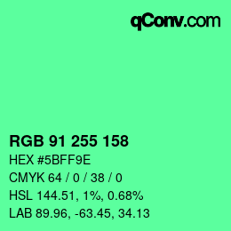 Color code: RGB 91 255 158 | qconv.com
