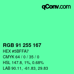 Color code: RGB 91 255 167 | qconv.com