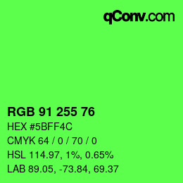 Color code: RGB 91 255 76 | qconv.com