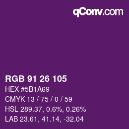 Color code: RGB 91 26 105 | qconv.com