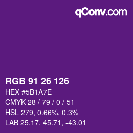 Color code: RGB 91 26 126 | qconv.com