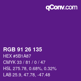 カラーコード: RGB 91 26 135 | qconv.com
