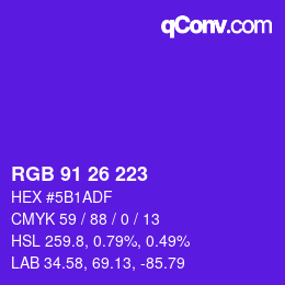 Color code: RGB 91 26 223 | qconv.com