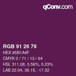 カラーコード: RGB 91 26 79 | qconv.com