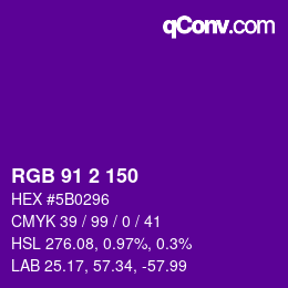 Color code: RGB 91 2 150 | qconv.com