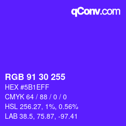 Color code: RGB 91 30 255 | qconv.com