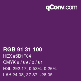 Color code: RGB 91 31 100 | qconv.com