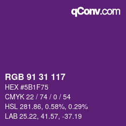 Color code: RGB 91 31 117 | qconv.com