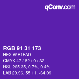 Color code: RGB 91 31 173 | qconv.com