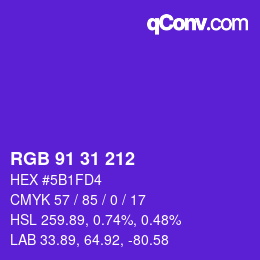 Color code: RGB 91 31 212 | qconv.com