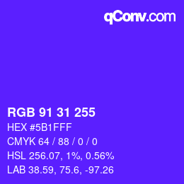 Color code: RGB 91 31 255 | qconv.com