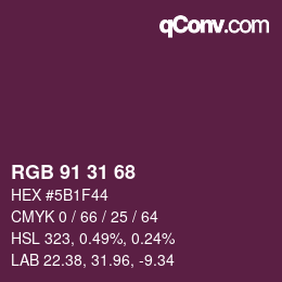 Color code: RGB 91 31 68 | qconv.com