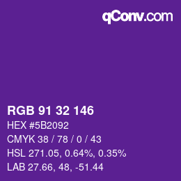 Color code: RGB 91 32 146 | qconv.com