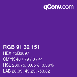 カラーコード: RGB 91 32 151 | qconv.com
