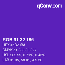 カラーコード: RGB 91 32 186 | qconv.com