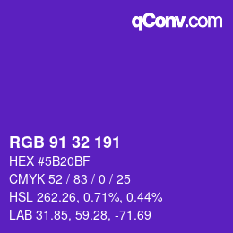 Color code: RGB 91 32 191 | qconv.com