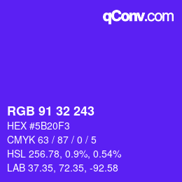 Color code: RGB 91 32 243 | qconv.com
