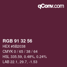 Color code: RGB 91 32 56 | qconv.com