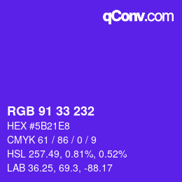 Color code: RGB 91 33 232 | qconv.com