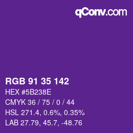 Color code: RGB 91 35 142 | qconv.com