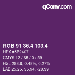 カラーコード: RGB 91 36.4 103.4 | qconv.com