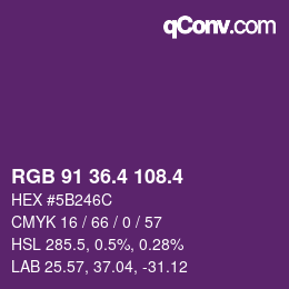 カラーコード: RGB 91 36.4 108.4 | qconv.com
