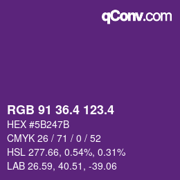 カラーコード: RGB 91 36.4 123.4 | qconv.com