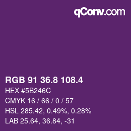 カラーコード: RGB 91 36.8 108.4 | qconv.com