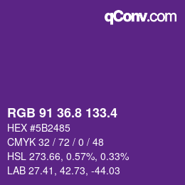 カラーコード: RGB 91 36.8 133.4 | qconv.com