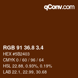 カラーコード: RGB 91 36.8 3.4 | qconv.com