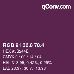 カラーコード: RGB 91 36.8 78.4 | qconv.com