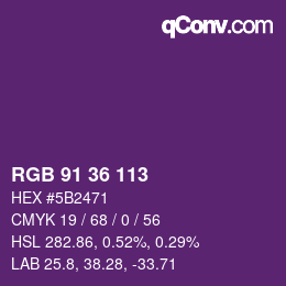 Color code: RGB 91 36 113 | qconv.com
