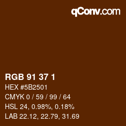 颜色代码: RGB 91 37 1 | qconv.com