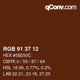 Color code: RGB 91 37 12 | qconv.com