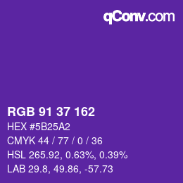 颜色代码: RGB 91 37 162 | qconv.com