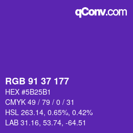 Color code: RGB 91 37 177 | qconv.com