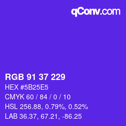 Color code: RGB 91 37 229 | qconv.com