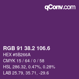 カラーコード: RGB 91 38.2 106.6 | qconv.com