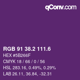 カラーコード: RGB 91 38.2 111.6 | qconv.com