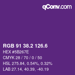 カラーコード: RGB 91 38.2 126.6 | qconv.com