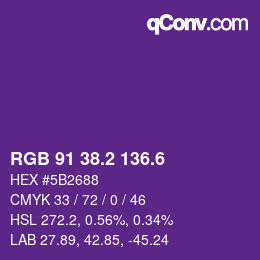 カラーコード: RGB 91 38.2 136.6 | qconv.com
