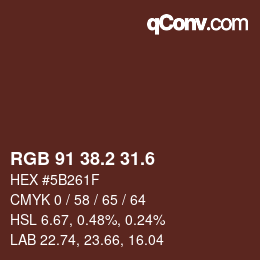 カラーコード: RGB 91 38.2 31.6 | qconv.com