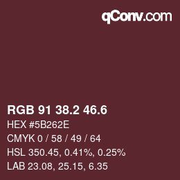 カラーコード: RGB 91 38.2 46.6 | qconv.com