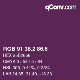 カラーコード: RGB 91 38.2 86.6 | qconv.com