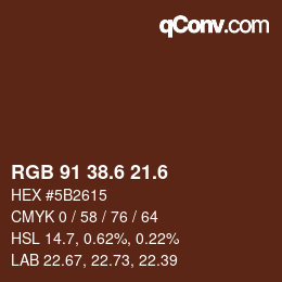 カラーコード: RGB 91 38.6 21.6 | qconv.com