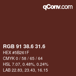 カラーコード: RGB 91 38.6 31.6 | qconv.com